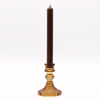 Set of 2 Vintage Dinner Candle Holder -  Antique Amber
