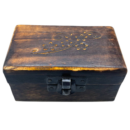 Wooden Pill Box 9x5x4cm - Carved Designs