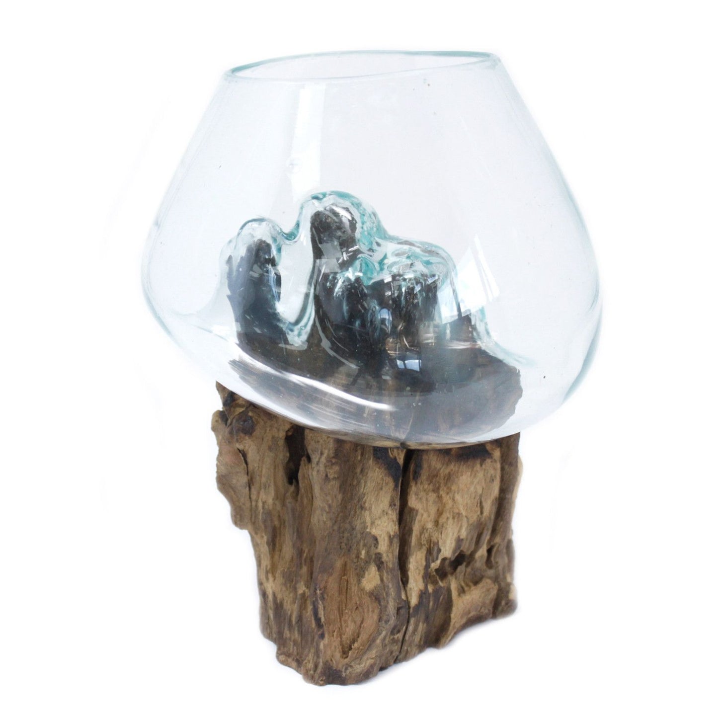 Large Bowl – Hand-Blown Molten Glass on Wood