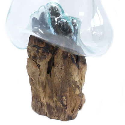 Large Bowl – Hand-Blown Molten Glass on Wood