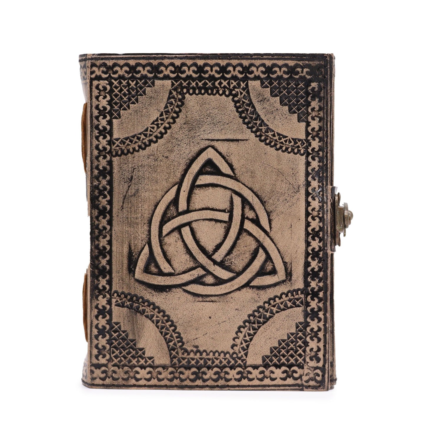 Circle Triquetra – Esoterisches Notizbuch – Rotbraun – 200 Seiten, Fadenheftung – 17,5 x 12,5 x 3 cm