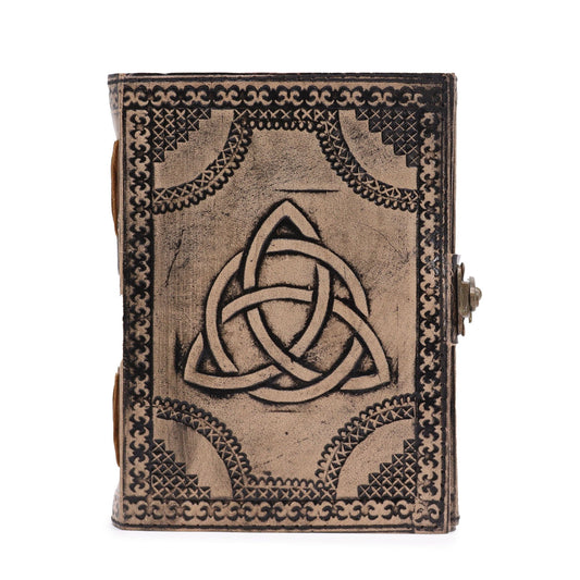 Circle Triquetra – Esoterisches Notizbuch – Rotbraun – 200 Seiten, Fadenheftung – 17,5 x 12,5 x 3 cm