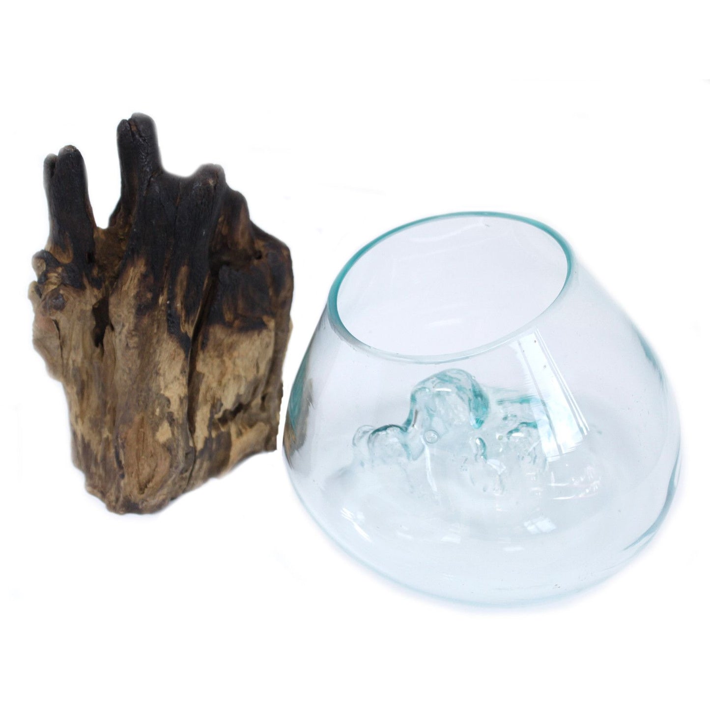 Large Bowl – Hand-Blown Molten Glass on Wood