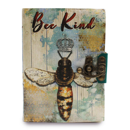 Notizbuch „Bee Kind“ aus Leder mit Büttenrand (7x5")