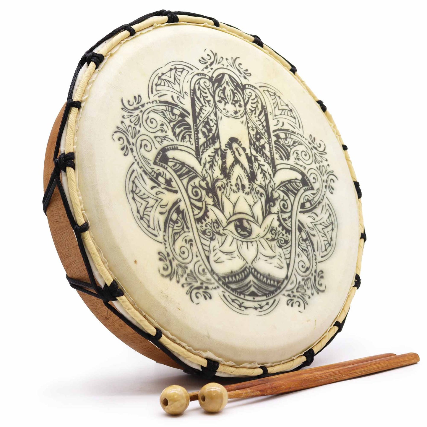 Hamsa-Schamanentrommel mit zwei Stöcken – 30 cm