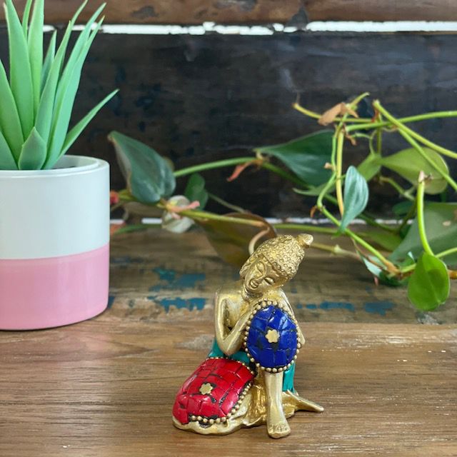 Buddha-Figur aus Messing – Nachdenklich – 6,5 cm