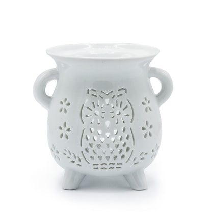 Cauldron Oil Burner - Owl - White